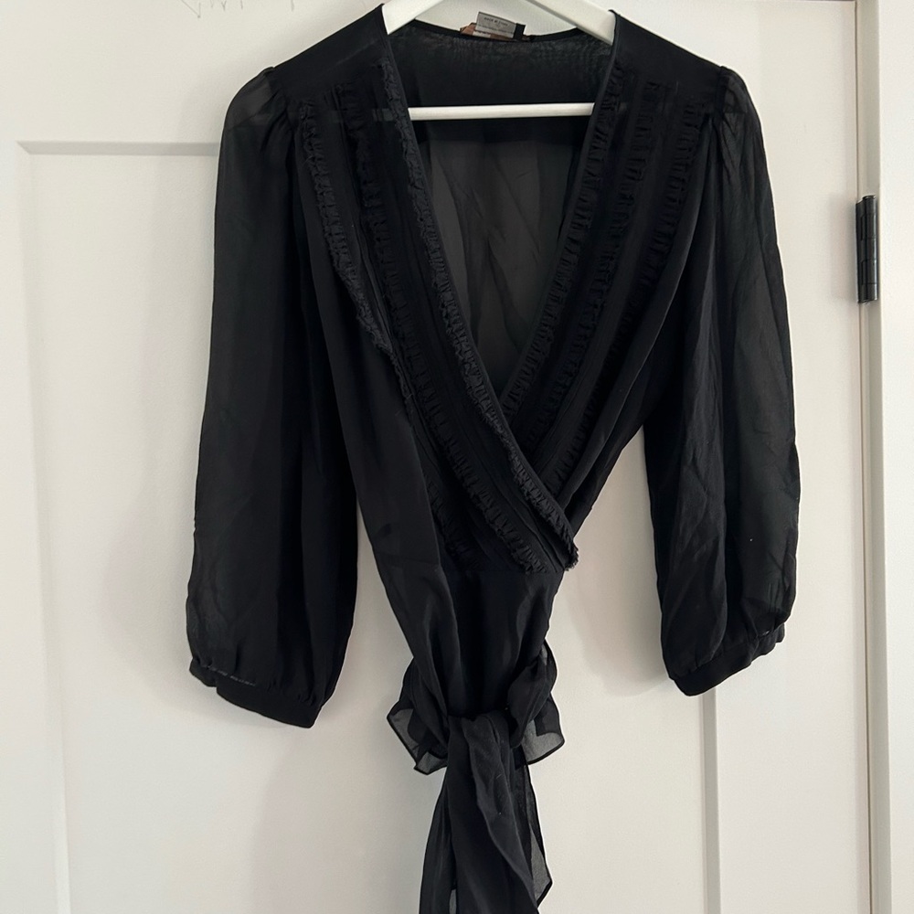 BCBG Max Azria Sheer Wrap Blouse